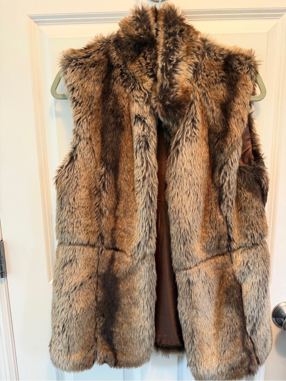 Ya Los Angeles Faux Fur Vest in Brown Multi